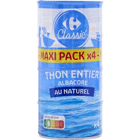 Promo Carrefour Classic Thon Entier Albacore Au Naturel Maxi Pack Chez