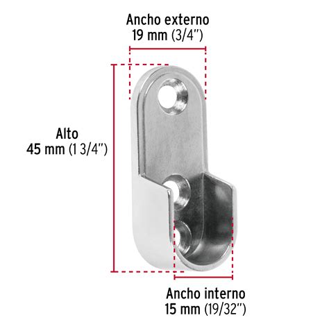 Brida niquelada para tubo ovalado de clóset Hermex Tubos Bridas y