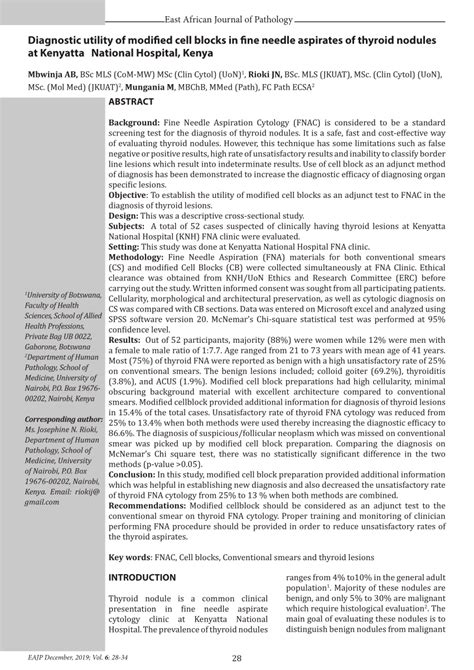 Pdf Diagnostic Utility Of Modified Cell Blocks In Fine Needle