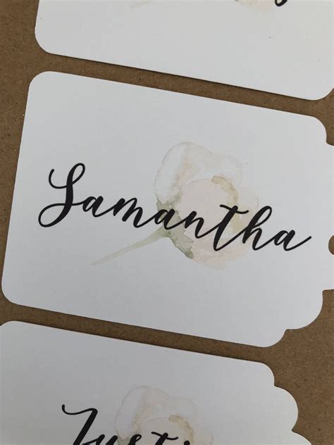 Wedding Place Name Seating Plan Name Tag White Floral Minimalist By