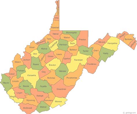 WV County Map Printable