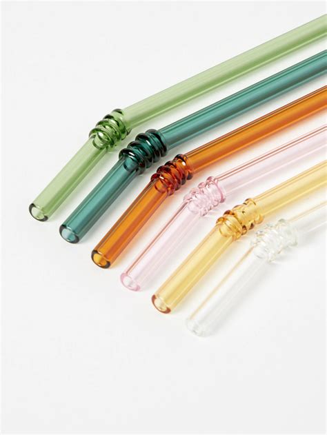 Hay Sip Straws Set Of 6 Glass Straws Straw Pyrex Glass