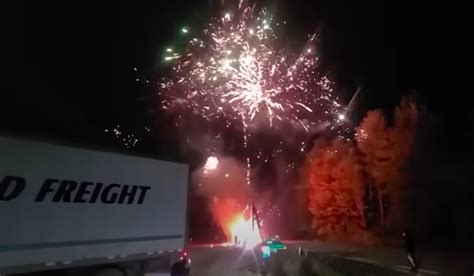 A Truck Crash On Highway 1 Sparked A Dramatic Fireworks Show