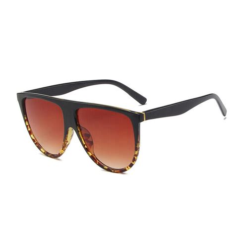 Damen Sonnenbrille Uv400 Großer Rahmen Flache Oberseite Übergroße Retro