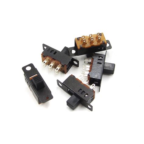 10 Pcs 6 Pin 3 Positions DPDT ON OFF ON Mini Panel Slide Switch 0 5A