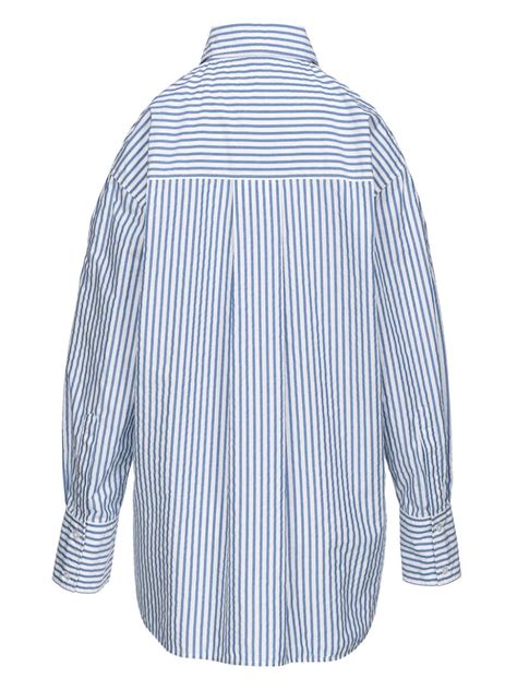 Pinko Logo Embroidered Striped Shirt Blue Farfetch