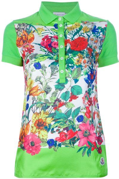 Moncler Floral Polo Shirt In Green Floral Lyst