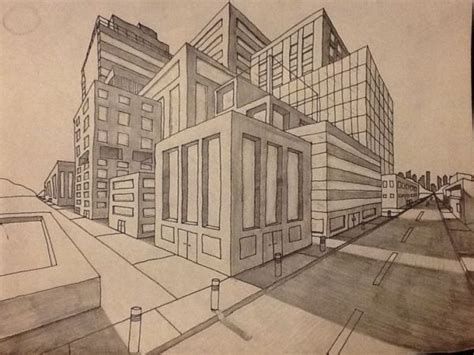 2-point perspective buildings by deann - Modern | 建築スケッチ, 風景スケッチ, 鉛筆 アート デッサン