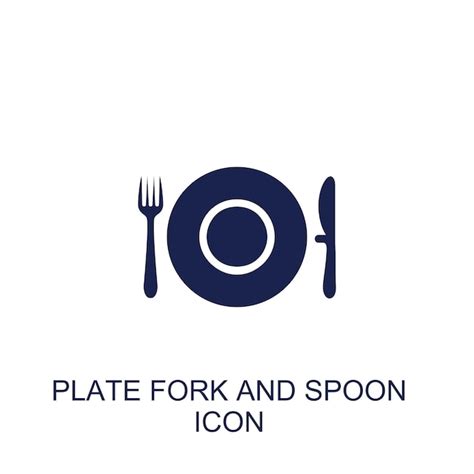 Plato Tenedor Y Cuchara Icono Fondo Blanco Vector Premium