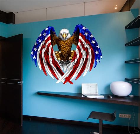 US Flag Decal Bald Eagle USA Flag Wall Sticker Patriotic - Etsy