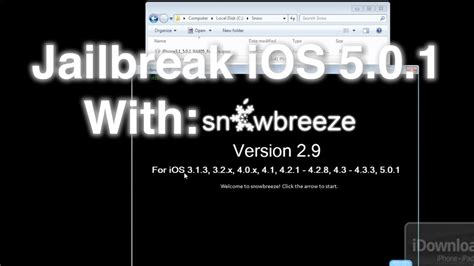 How To Jailbreak Ios With Sn Wbreeze Youtube