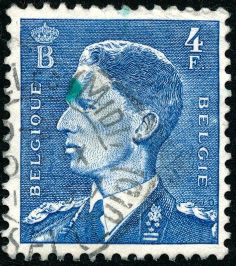 Vintage Stamp Printed In Belgium Shows King Leopold Iii Editorial