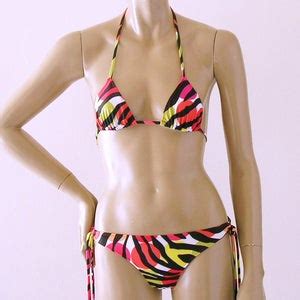 Triangle Bikini Top And Brazilian Tie Bottom Bikini In Miro Zebra Print In Custom Bra Sizes To