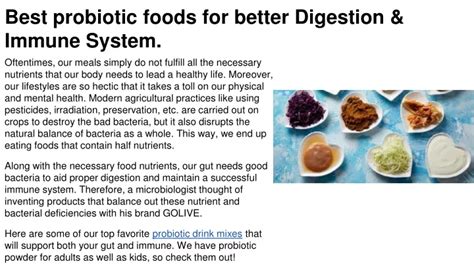 PPT - Best probiotic foods for better Digestion & Immune System ...