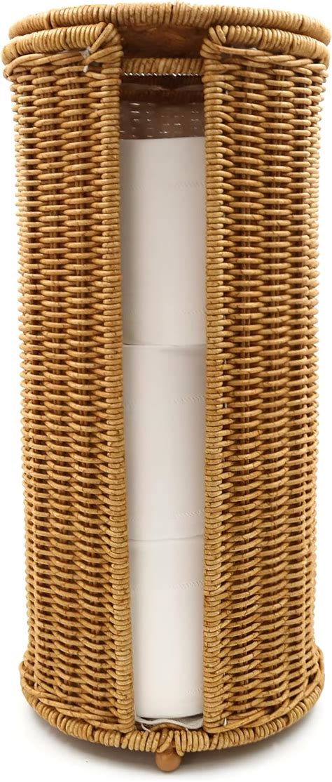 Amazon MINHKUST Wicker Toilet Paper Storage Stand With Lid Rattan