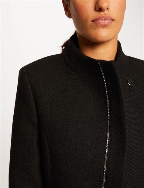 Manteau Droit Boutonn Noir Femme Morgan