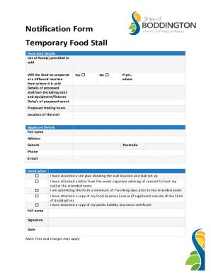 Fillable Online Notification Form Temporary Food Stall Fax Email Print