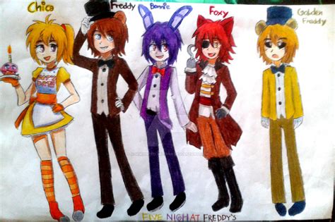 Fnaf Humanized Fanart By Adrikoneko Mizuiro By Adrikoneko Mizuiro On