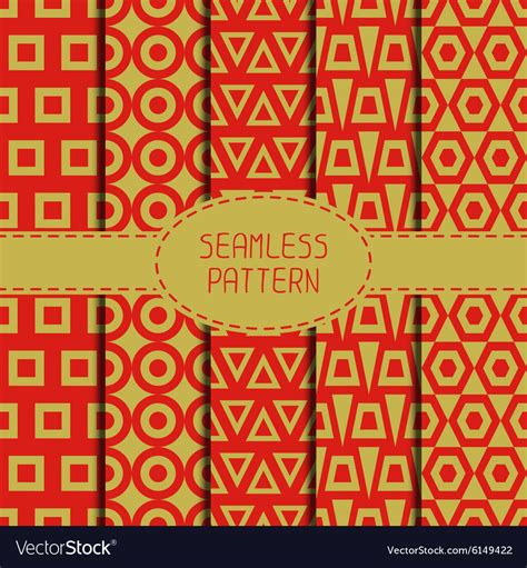 Set Geometric National Chinese Seamless Pattern Vector Image