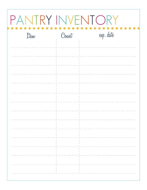 Pantry Inventory Printable