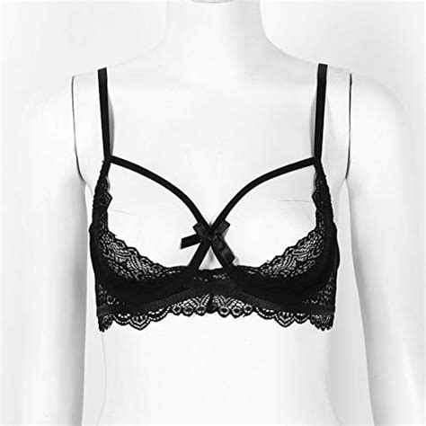 Mufeng Womens Sheer Lace Half Cups Underwired Bra Tops Lingerie