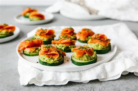 Smoked Salmon Avocado And Cucumber Bites Downshiftology