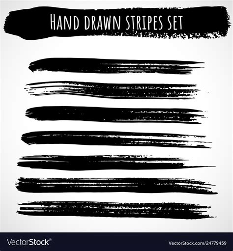 Hand Drawn Brush Stripes Set Thin Royalty Free Vector Image