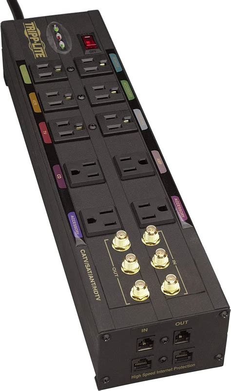 Tripp Lite Isobar 10 Outlet Audio Video Surge Protector Tel Modem Coax Network 8ft