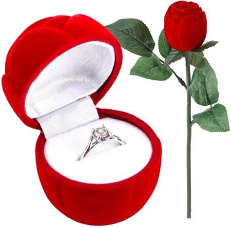 Ringdoosje Roos Incl GRATIS Ring Aanzoek Verloving Bruiloft