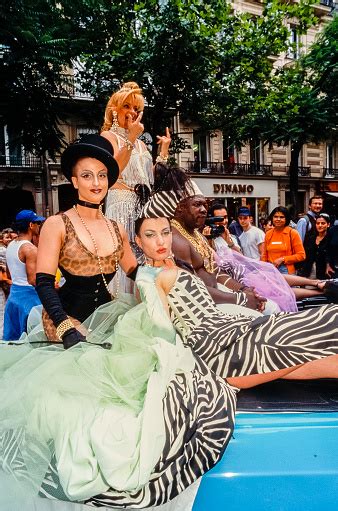 Paris France June 30 1996 French Transvestites On Street At Lgbt