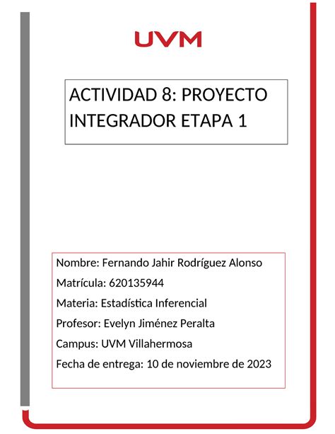 Actividad 8 Proyecto Integrador Etapa 1 Nombre Fernando Jahir