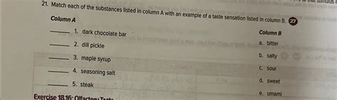 Solved Match Each Of The Substances Listed In Column A With Chegg