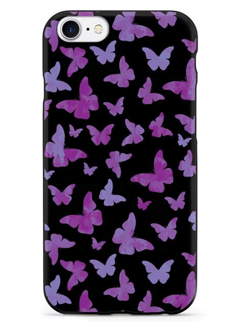 Purple Butterflies Black Case Purple Butterfly Purple Cases Black Case