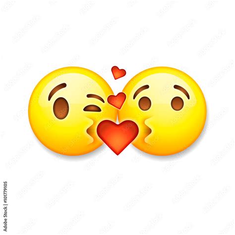 Kissing emoticons, Valentines day emoticon icons, Love emoji symbols, vector illustration. Stock ...