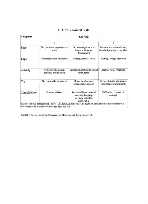 Flacc Pain Assessment Tool