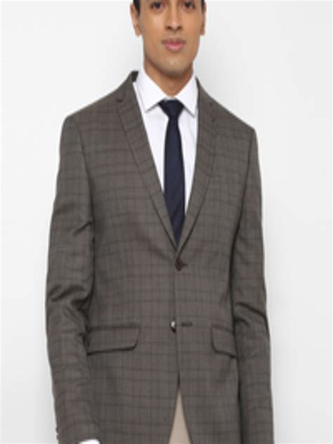 Buy Allen Solly Men Grey And Black Checked Slim Fit Single Breasted Formal Blazer Blazers For