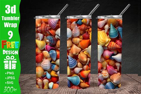 D Seashells Beach Oz Skinny Tumbler Graphic By Qasimgraphic