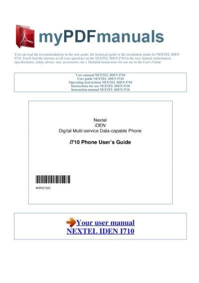 User manual NEXTEL IDEN I710 - MY PDF MANUALS