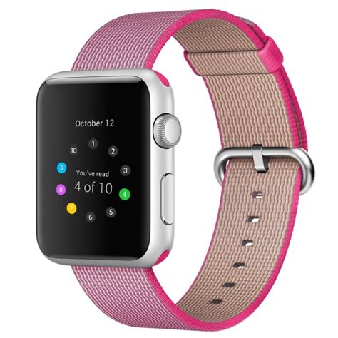 For Apple Watch 42mm Woven Nylon Watchband Pink Alexnld