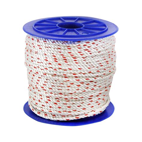 CWC 325015 3 Strand Poly Dacron 600 Feet White Rope With Tracer 5 16