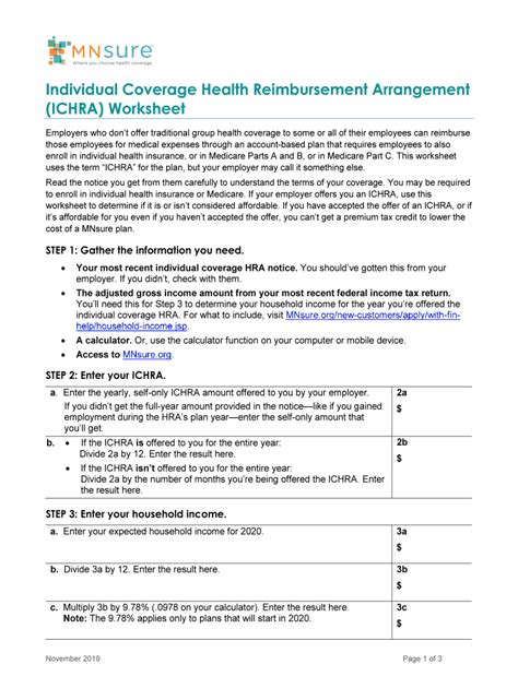 Fillable Online Individual Coverage Health Reimbursement Arrangement