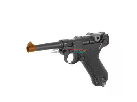 We Tech Full Metal Luger P08 4inch Gbb Pistol Blk Short Ver Sixmm 6mm