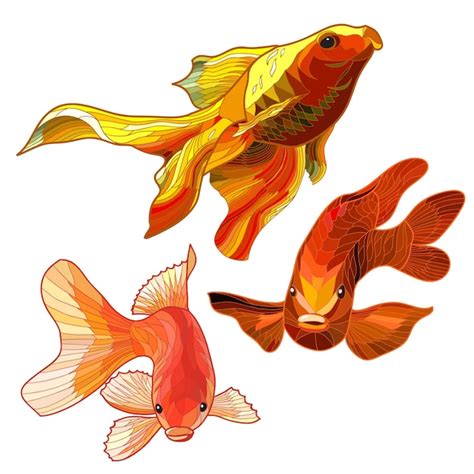 Premium Vector Set Of Gold Fish Illustration