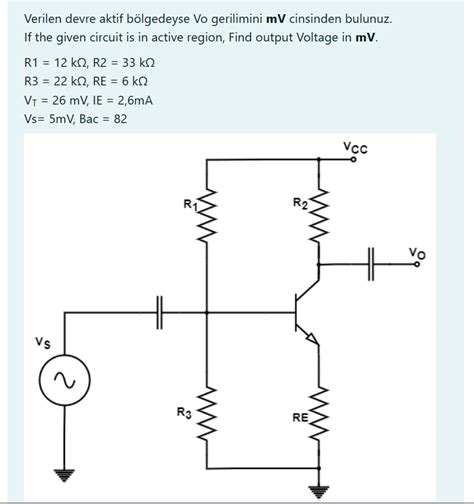 Solved Verilen Devre Aktif B Lgedeyse Vo Gerilimini Mv Chegg