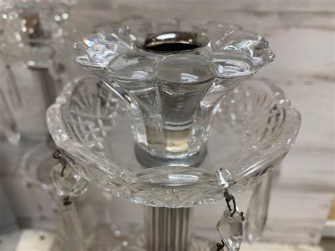 Vintage Crystal Double Prism Pair Of Candlestick Holders 17 Etsy