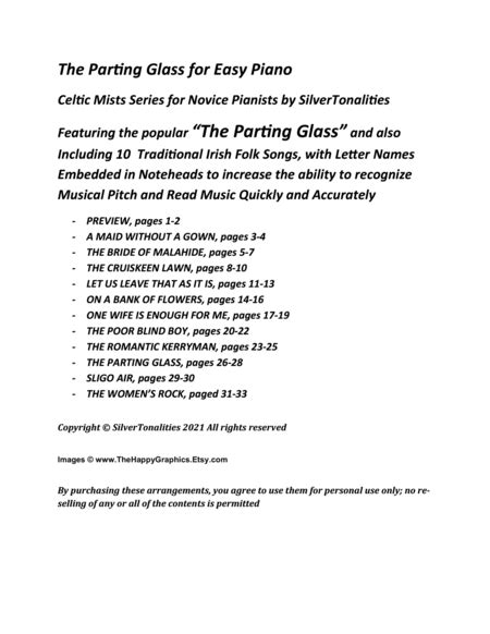 The Parting Glass For Easy Piano By Silvertonalities Piano Method Digital Sheet Music