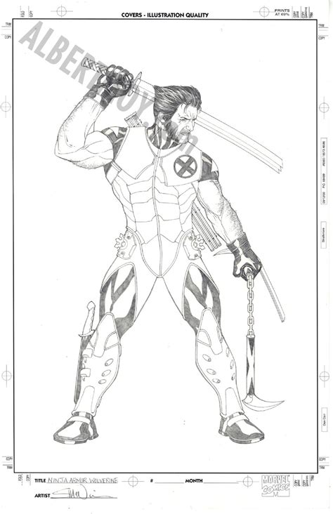 Albert Moy Original Comic Art Ninja Armor Wolverine By Steve Mcniven