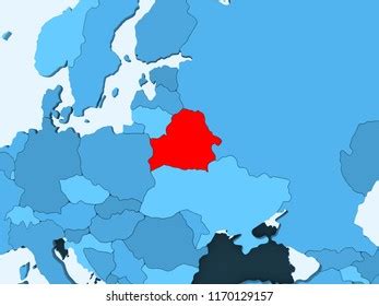 Belarus Red On Blue Political Map Shutterstock