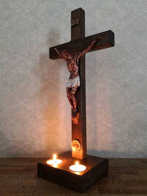 Large Wall Table Crucifix 15 Inch Crucifix On The Base A Etsy