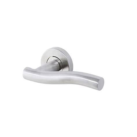 Colours Lalin Satin Nickel Effect Stainless Steel Curved Latch Push On Rose Door Handle L130mm